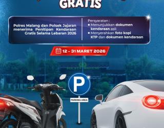 Polres Malang Buka Layanan Titip Kendaraan Gratis Selama Mudik Lebaran 2026.