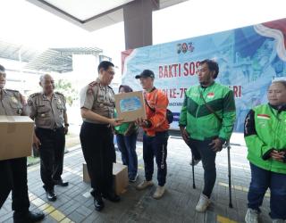 Sambut HUT ke-75 Humas Polri, Polda Jatim Gandeng Ojol Jaga Kamtibmas