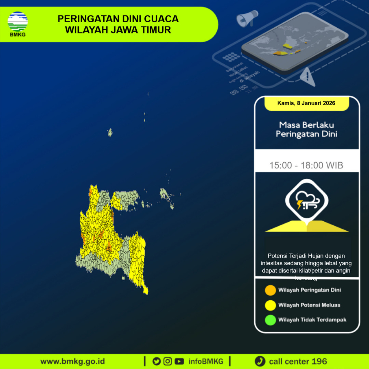 Peringatan Cuaca Wilayah Jawa Timur.